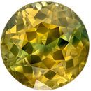Bright & Lively Bicolor Sapphire Genuine Loose Gemstone in Round Cut, 1.72 carats, Chartreuse with Blue Streak, 6.6 mm