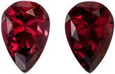 Well Matched Pear Shape Red Rhodolite Gem Pair, 12.42 carats, Medium Raspberry Red, 14.1 x 9.6 mm