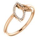 Genuine 14 Karat Rose Gold .05 Carat Diamond Double Leaf Ring