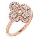 Diamond Ring in 14 Karat Rose Gold 0.50 Carat Diamond Clover Ring