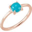 Genuine Turquoise Ring in 14 Karat Rose Gold 6mm Round Turquoise Cabochon Ring