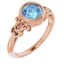Genuine Aquamarine Ring in 14 Karat Rose Gold Aquamarine & .03 Carat Diamond Ring