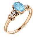 Buy 14 Karat Rose Gold Aquamarine & .04 Carat Diamond Ring
