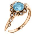 Genuine  14 Karat Rose Gold Aquamarine & .07 Carat Diamond Ring