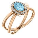 14 Karat Rose Gold Aquamarine & 0.10 Carat Diamond Ring