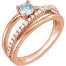 14 Karat Rose Gold Aquamarine & 0.25 Carat Diamond Ring