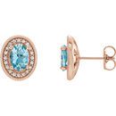 Shop 14 Karat Rose Gold Aquamarine & 0.20 Carat Diamond Halo-Style Earrings