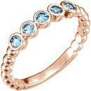 Buy 14 Karat Rose Gold Aquamarine Bezel-Set Beaded Ring