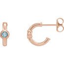 14 Karat Rose Gold Aquamarine J-Hoop Earrings