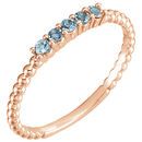 Genuine 14 Karat Rose Gold Aquamarine Stackable Ring