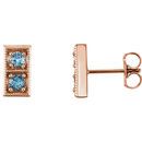 Buy 14 Karat Rose Gold Aquamarine Two-Stone Earrings