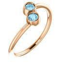 Genuine Aquamarine Ring in 14 Karat Rose Gold AquamarineTwo-Stone Ring