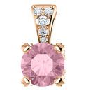 Genuine 14 Karat Rose Gold Baby Pink Topaz & 0.10 Carat Diamond Pendant