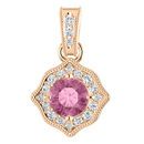 14 Karat Rose Gold Baby Pink Topaz & 0.17 Carat Diamond Pendant
