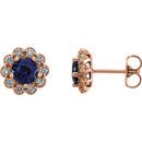14 Karat Rose Gold Blue Sapphire & 0.25 Carat Diamond Earrings