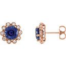 Genuine 14 Karat Rose Gold Blue Sapphire & 0.33 Carat Diamond Earrings