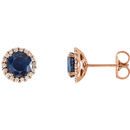 Buy 14 Karat Rose Gold Blue Sapphire & 0.17 Carat Diamond Earrings
