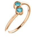 Buy 14 Karat Rose Gold Blue Zircon Two-Stone Ring