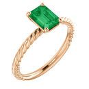 Genuine Created Emerald Ring in 14 Karat Rose Gold Chatham Created Created Emerald Ring