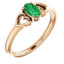 14 Karat Rose Gold Genuine Chatham Emerald Youth Heart Ring