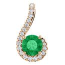 14 Karat Rose Gold Emerald & 0.17 Carat Diamond Pendant