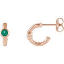 14 Karat Rose Gold Emerald J-Hoop Earrings