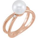 Buy 14 Karat Rose Gold Freshwater Pearl & .04 Carat Diamond Ring