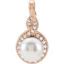 Shop 14 Karat Rose Gold Freshwater Pearl & 0.10 Carat Diamond Pendant