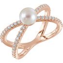 Shop 14 Karat Rose Gold Freshwater Pearl & 0.33 Carat Diamond Ring