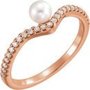 14 Karat Rose Gold Freshwater Pearl & 0.20 Carat Diamond Asymmetrical Ring