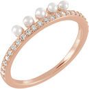 14 Karat Rose Gold Freshwater Pearl & 0.20 Carat Diamond Stackable Ring
