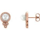 14 Karat Rose Gold Freshwater Pearl & 0.20 Carat Diamond Earrings