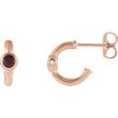 14 Karat Rose Gold Mozambique Garnet J-Hoop Earrings