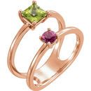 14 Karat Rose Gold Peridot & Pink Tourmaline Two-Stone Ring