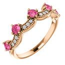 Buy 14 Karat Rose Gold Pink Tourmaline & .06 Carat Diamond Crown Ring