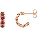 Natural Ruby Earrings in 14 Karat Rose Gold Ruby Hoop Earrings
