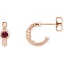14 Karat Rose Gold Ruby J-Hoop Earrings