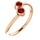 Genuine 14 Karat Rose Gold Ruby Two-Stone Ring