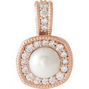 Buy 14 Karat Rose Gold White Freshwater Pearl & 0.25 Carat Diamond Pendant