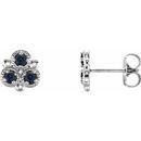 Genuine Sapphire Earrings in 14 Karat White Genuine Sapphire Three-Stone Earrings