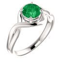14 Karat White Gold Genuine Chatham Lab-Grown Emerald Ring