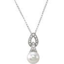 Cultured Freshwater Pearl Necklace in 14 Karat  Gold 8mm Freshwater Cultured Pearl & .08 Carat Diamond 18