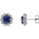 14 Karat White Gold Blue Sapphire & 0.33 Carat Diamond Earrings