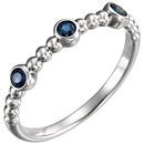14 Karat White Gold Blue Sapphire Beaded Ring