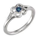 14 Karat White Gold Blue Sapphire Flower Youth Ring