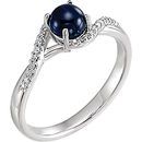 14 Karat White Gold Cabochon Blue Sapphire & 0.50 Carat Diamond Ring
