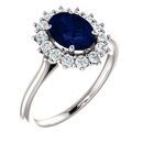Shop 14 Karat White Gold Genuine Chatham Blue Sapphire & 0.40 Carat Diamond Ring