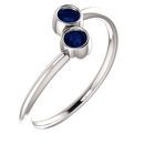 14 Karat White Gold Genuine Chatham Blue Sapphire Two-Stone Ring