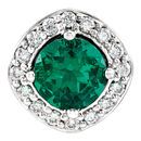 Genuine 14 Karat White Gold Genuine Chatham Emerald & .08 Carat Diamond Pendant