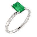 Genuine Created Emerald Ring in 14 Karat White Gold Chatham Created Created Emerald Ring